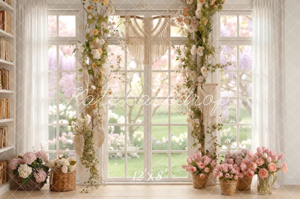 Kate Spring Floral Window Boho Basket Flowers Backdrop Designed by Emetselch