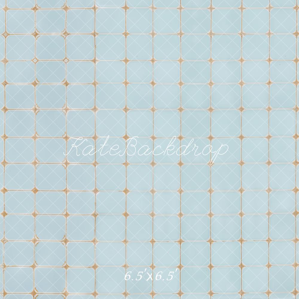 Kate Vintage Blue Tile Pattern Floor Backdrop Designed by Emetselch