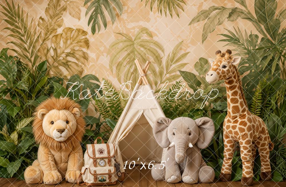 Kate Cake Smash Jungle Safari Teepee Lion Elephant Giraffe Printed Backdrop Designed by Emetselch