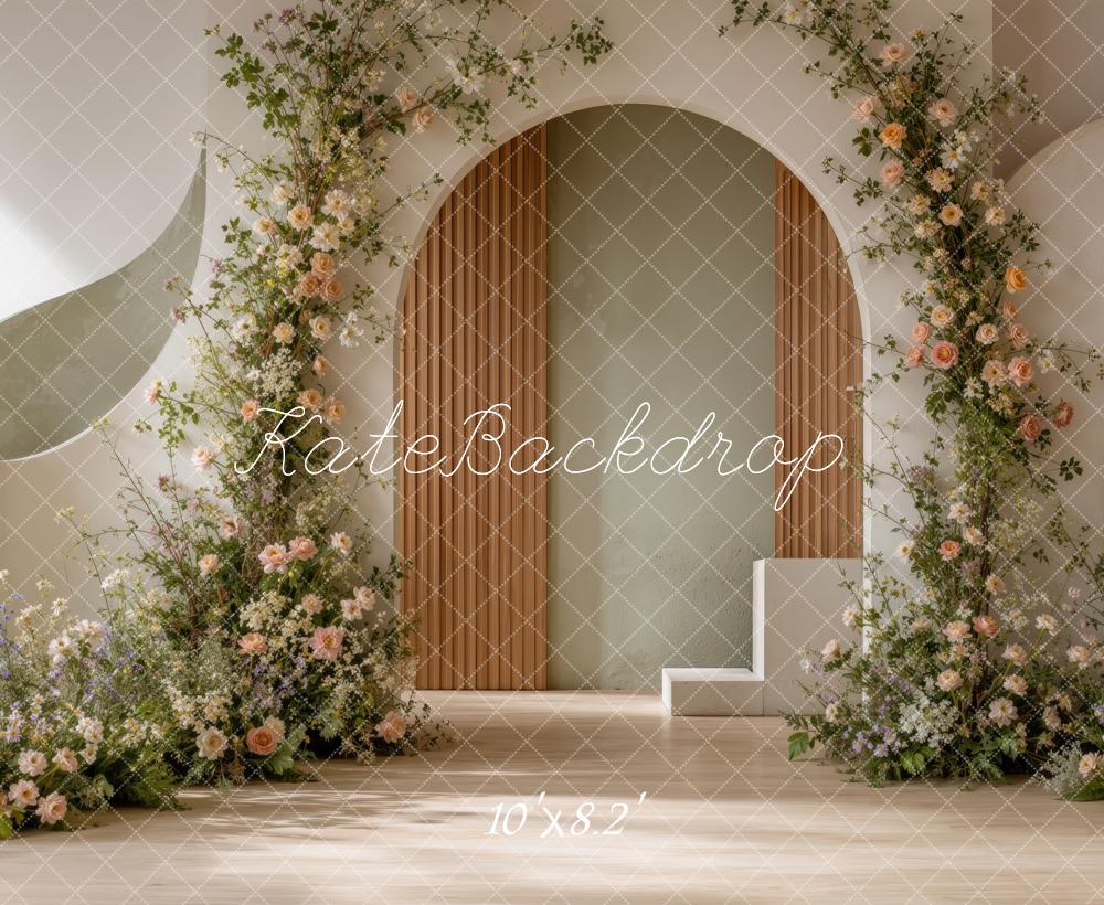 Kate Spring Floral Arch Doorway Staircase Modern Printed Backdrop Designed by Ashley Ward