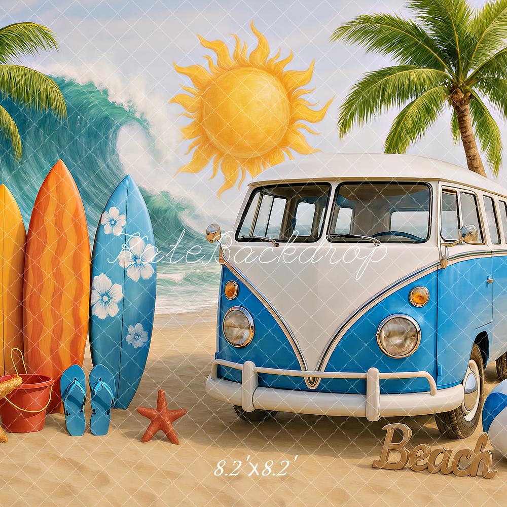 Kate Summer Beach Van Surfboards Sun Backdrop Designed by Ashley Paul
