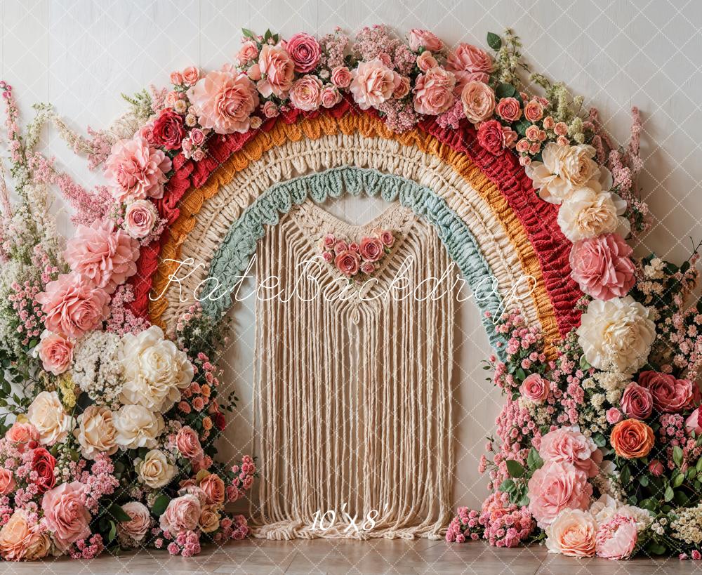 Kate Spring Boho Flower Rainbow Arch Backdrop Designed by Emetselch