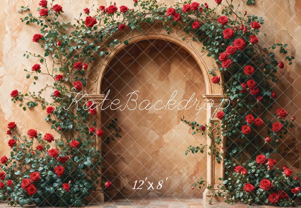 Arco floreale di rose marrone sfondo