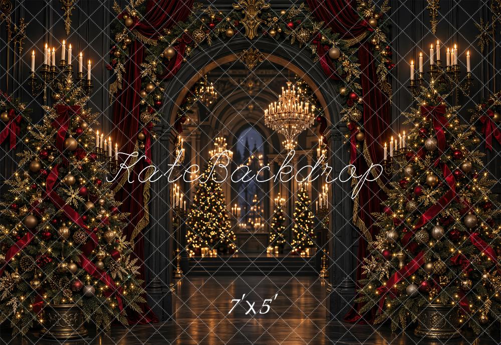 Kate Christmas Hall Luxury Christmas Tree Archway Printed Backdrop Designed by Emetselch