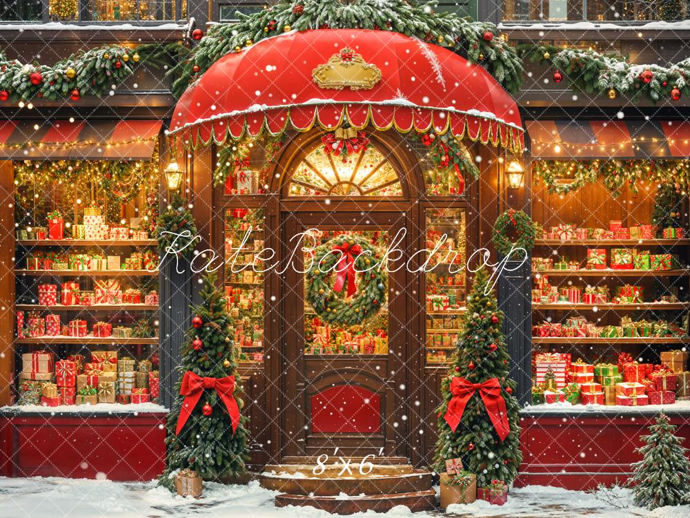 Tienda de Regalos de Navidad Bow Snowy Backdrop Designed by Emetselch