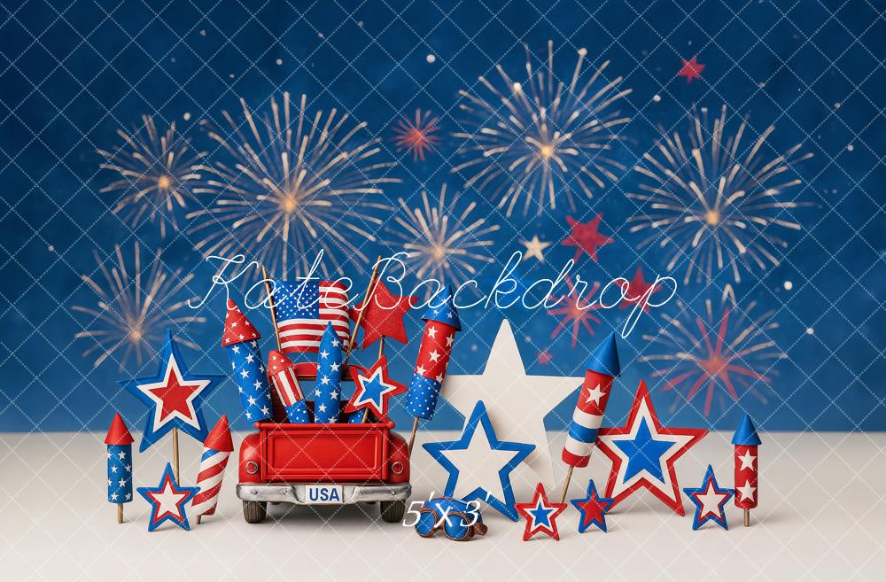 Kate Independence Day Cake Smash Fireworks Stars Backdrop Designed by Ashley Paul