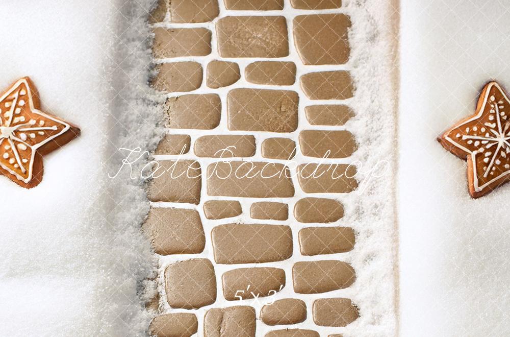 Kate Christmas Gingerbread Lane Path Star Cookies Cobblestone Floor Backdrop Designed by Mandy Ringe Photography