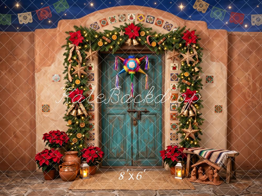 Kate Mexican Christmas Garland Doorway Printed Backdrop Designed by Patty Roberts