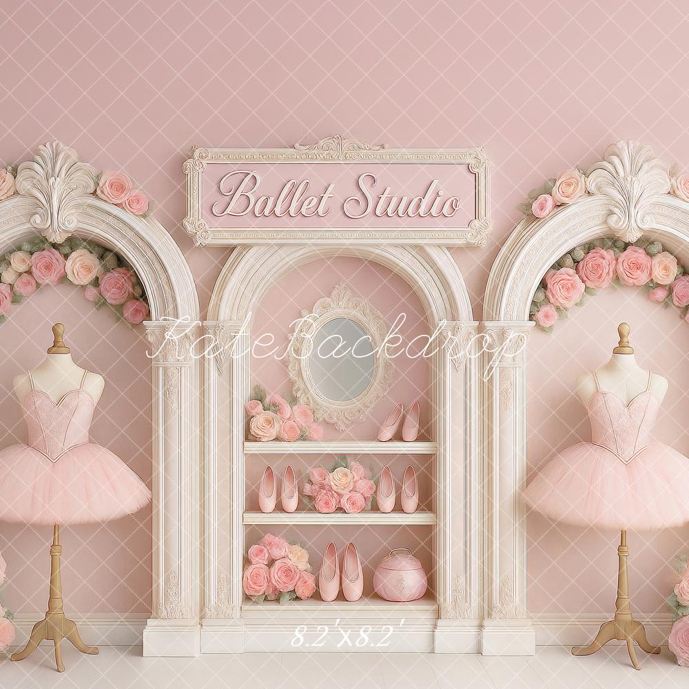 Kate Birthday Ballet Studio Pink Dress Printed Backdrop Designed by Ashley Paul