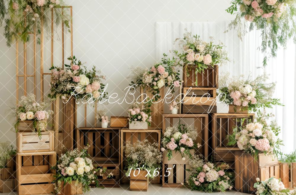 Kate Spring Floral Wooden Crates Backdrop Designed by Patty Roberts