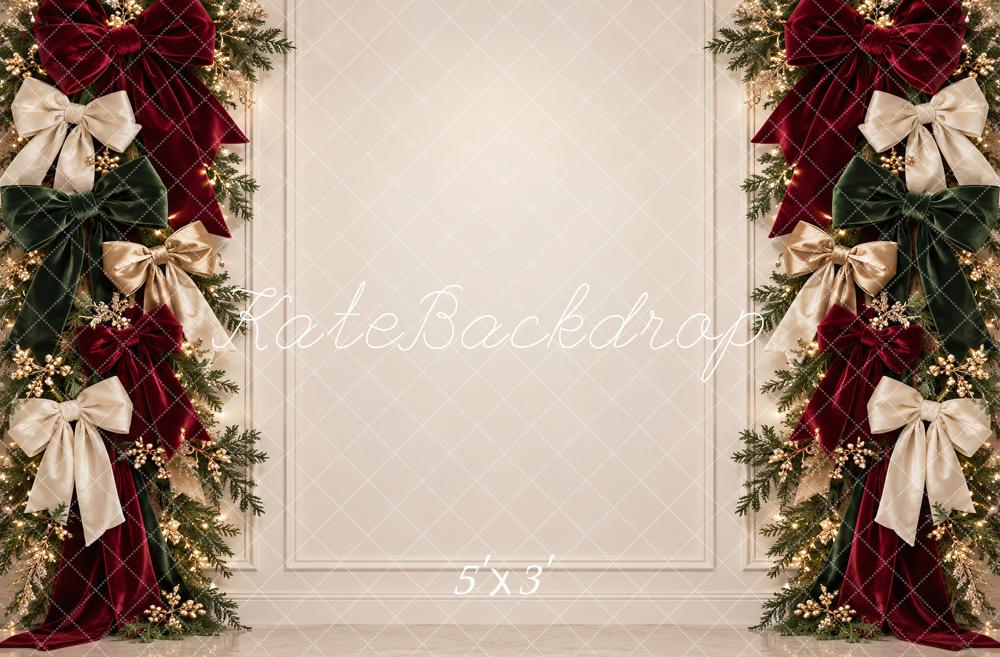 Kate Christmas Garland Bows Elegant Holiday Wall Printed Backdrop Designed by Vertigo Productions