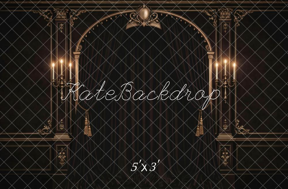 TEST Kate Dark Vintage Arch Candlestick Wall Panel Printed Backdrop Designed by Vertigo Productions