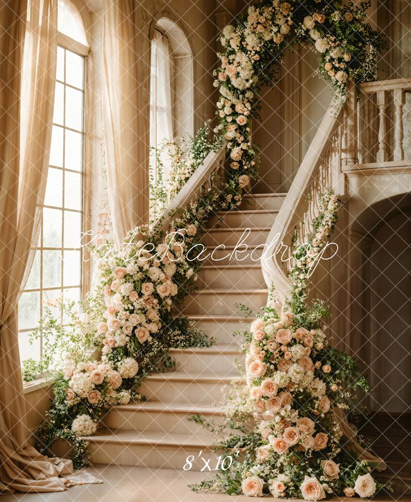 Fondo de Ventana Arco Floral con Escaleras en Cascada Diseñado por Emetselch