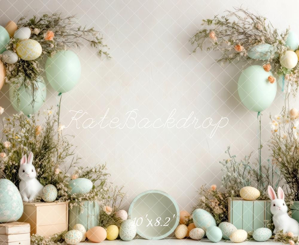 Kate Easter Bunny Pastel Eggs Balloons Backdrop Designed by Patty Roberts