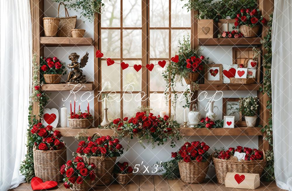 Valentijnsdag Rozen Planken Foto Achtergrond Designed by Emetselch