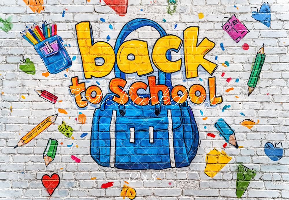Kate Back to School Graffiti Brick Wall Backdrop Designed by Kate Image