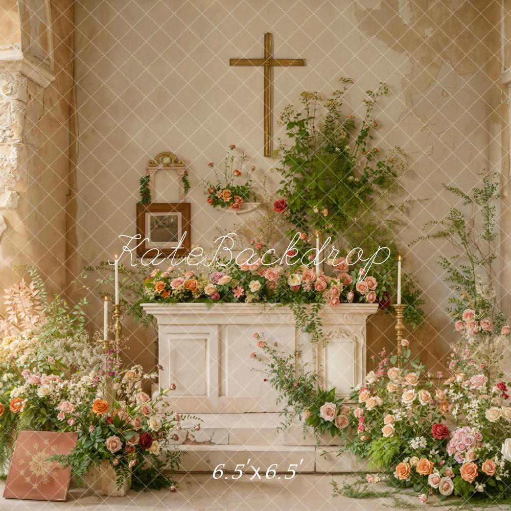 Kate Romantic Wedding Church Floral Altar Backdrop Designed by Emetselch