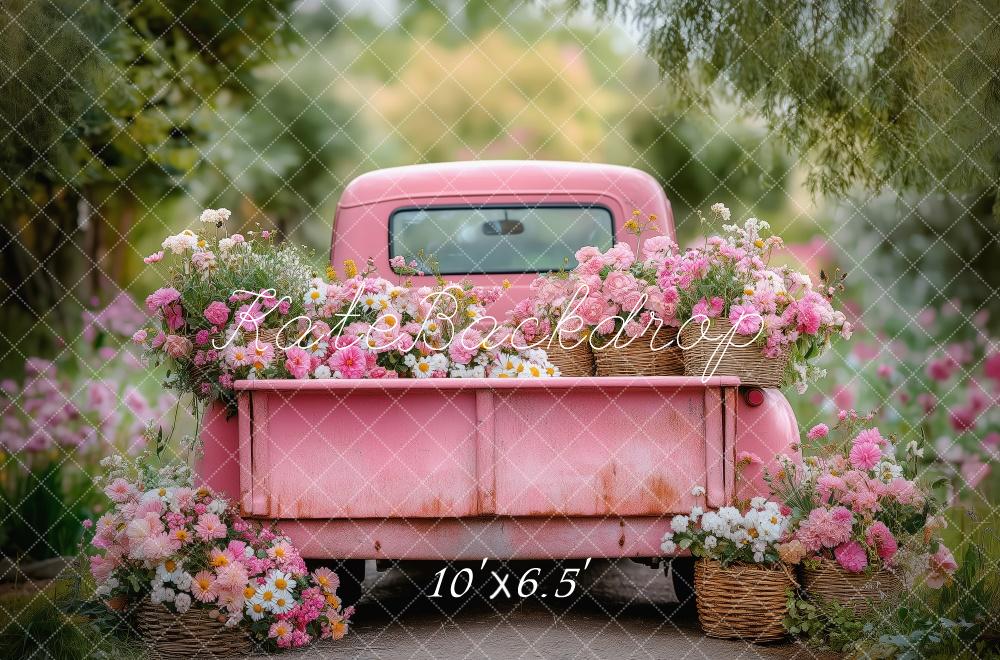 Fondo de flores de camión rosa vintage diseñado por Patty Roberts