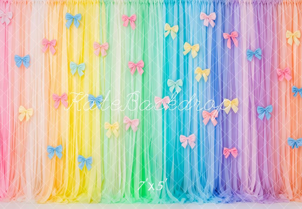 Kate Rainbow Pastel Tulle Bow Curtain Backdrop Designed by Patty Roberts