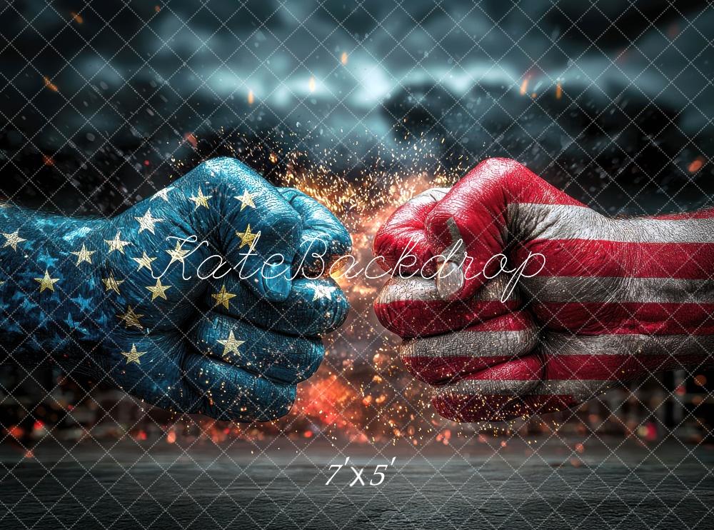 Giorno dell'Indipendenza Bandiera Pugni Scontro Sfondo Designed by Mini MakeBelieve