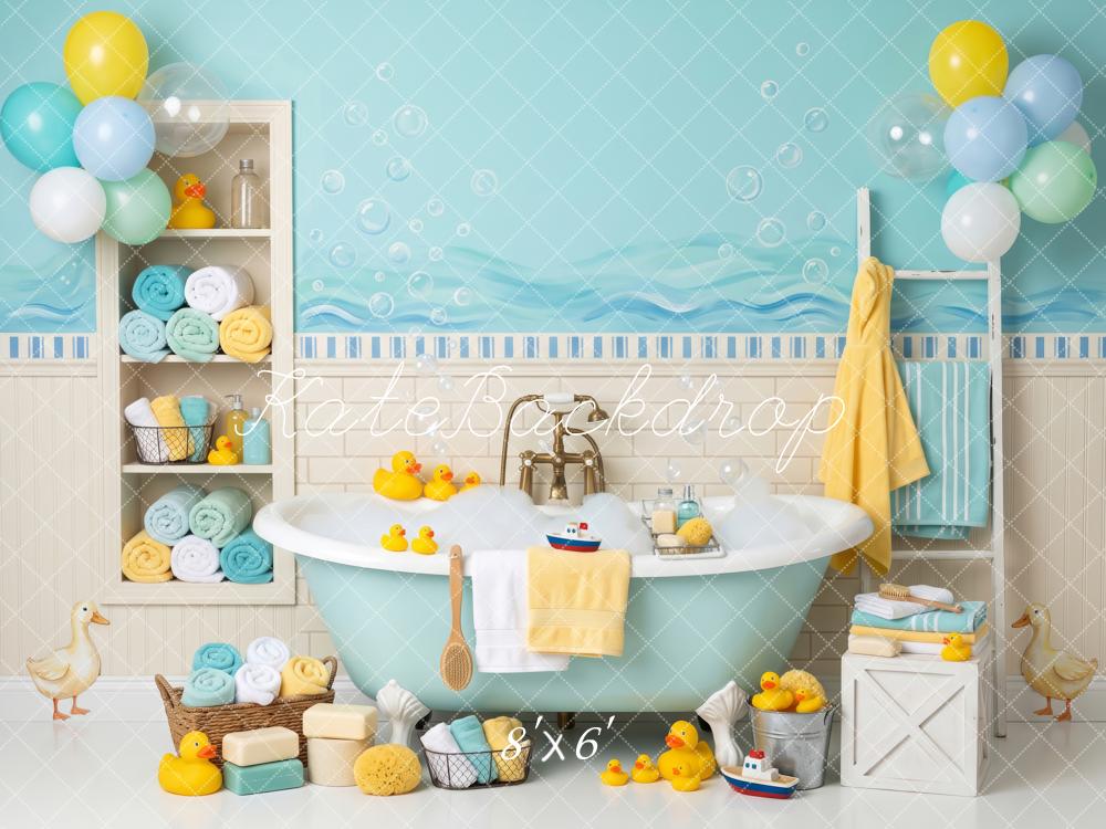 Kate Baby Shower Bath Rubber Ducks Balloons Printed Backdrop Designed by Patty Roberts