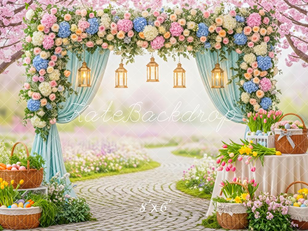 Kate Easter Flower Arch Pastel Eggs Garden Backdrop Designed by Patty Roberts