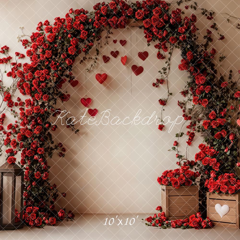 Valentine Flower Arch Red Rose Foto Achtergrond Designed by Emetselch