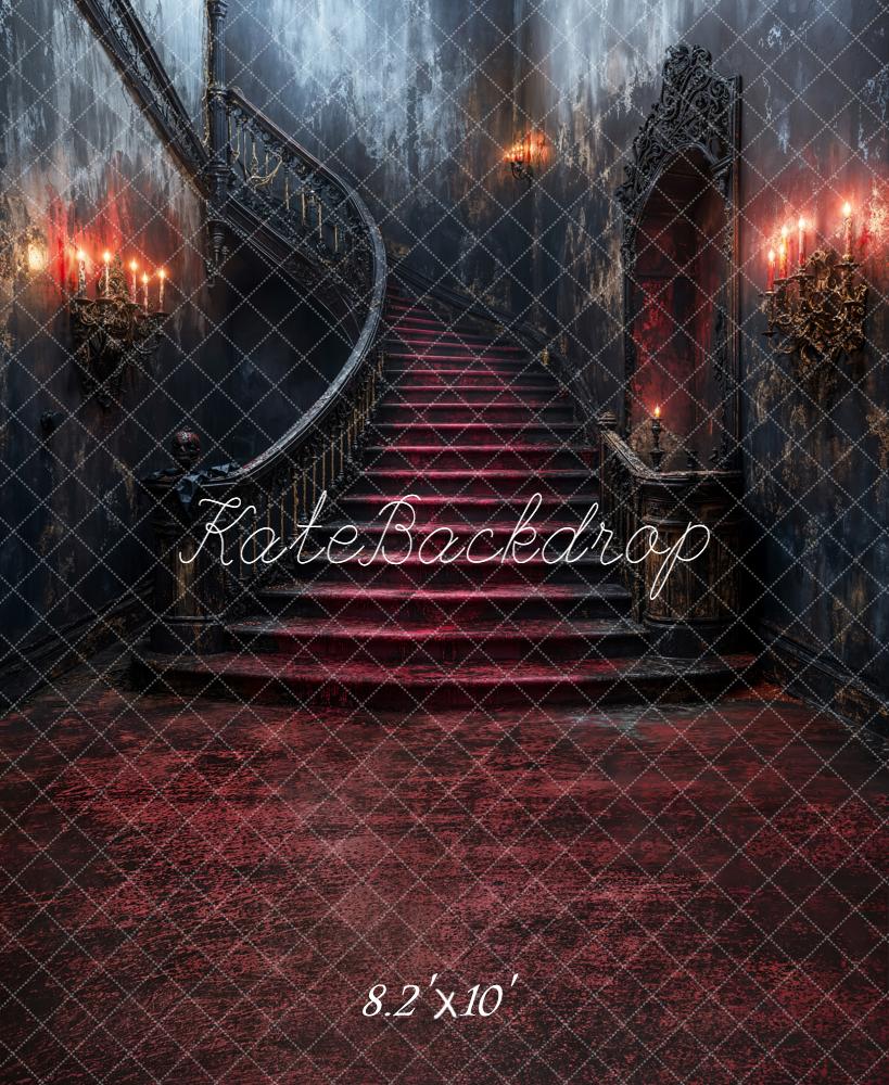 Kate Halloween Gothic Cascading Stairs Red Carpet Backdrop Designed by Emetselch