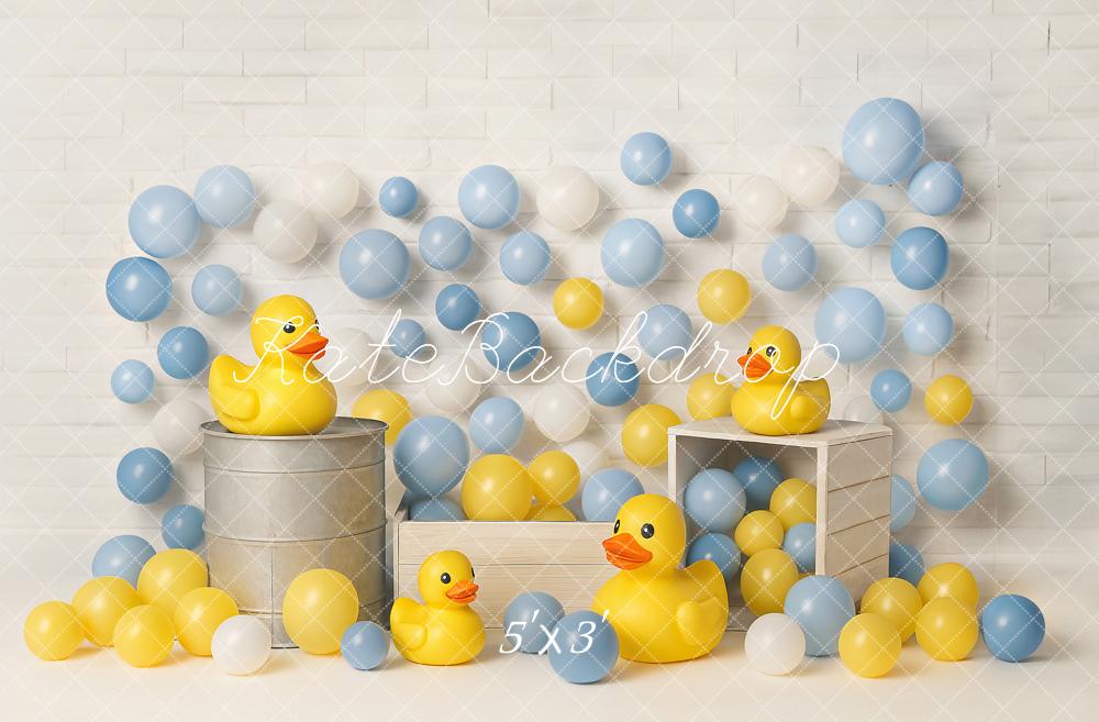 Kate Cake Smash Yellow Duck Balloons Backdrop Designed by Ashley Paul