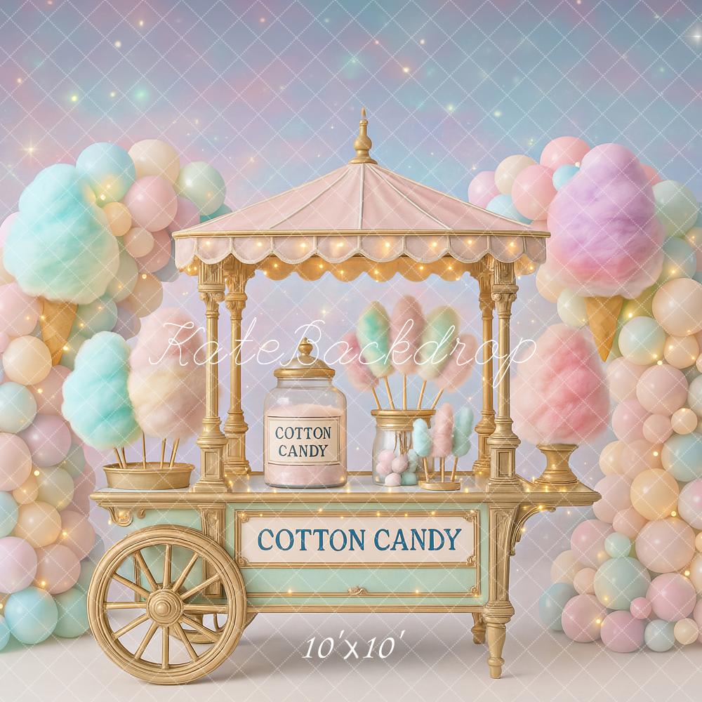 Kate Birthday Cotton Candy Stand Balloon Arch Backdrop Designed by Ashley Paul