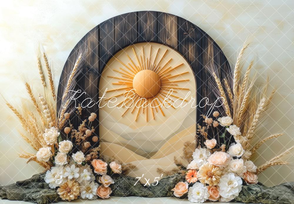 Kate Boho Sunburst Floral Arch Backdrop Designed by Mini MakeBelieve