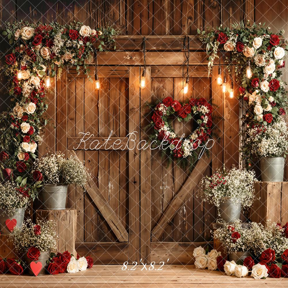 Kate Valentines Flower Arch Rustic Wooden Door Roses Backdrop Designed by Emetselch
