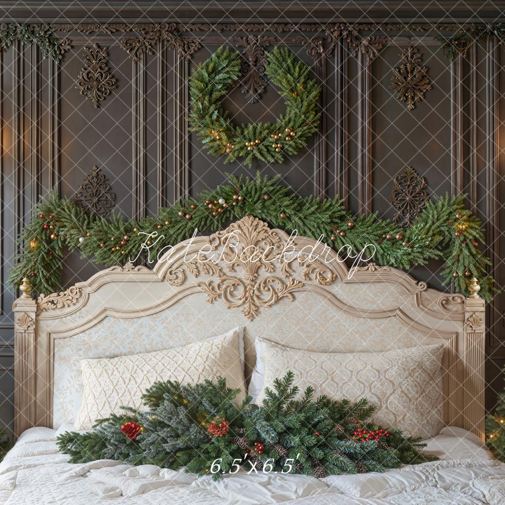 Kate Christmas Headboard Vintage Wall Wreath Garland Backdrop Designed by Emetselch