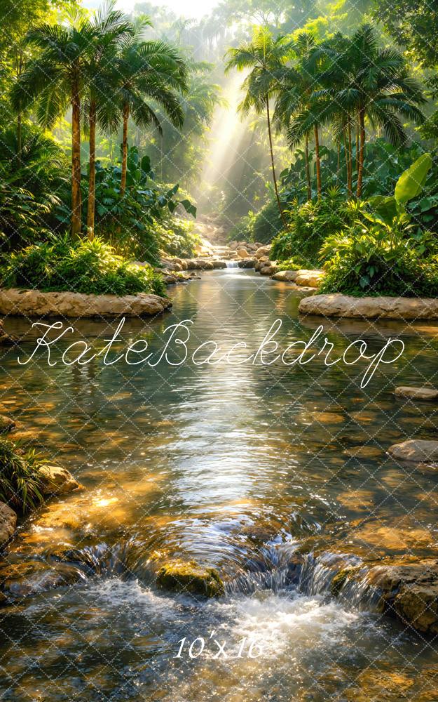 Kate Sweep Nature Jungle Waterfall Stream Printed Backdrop Designed by Mini MakeBelieve