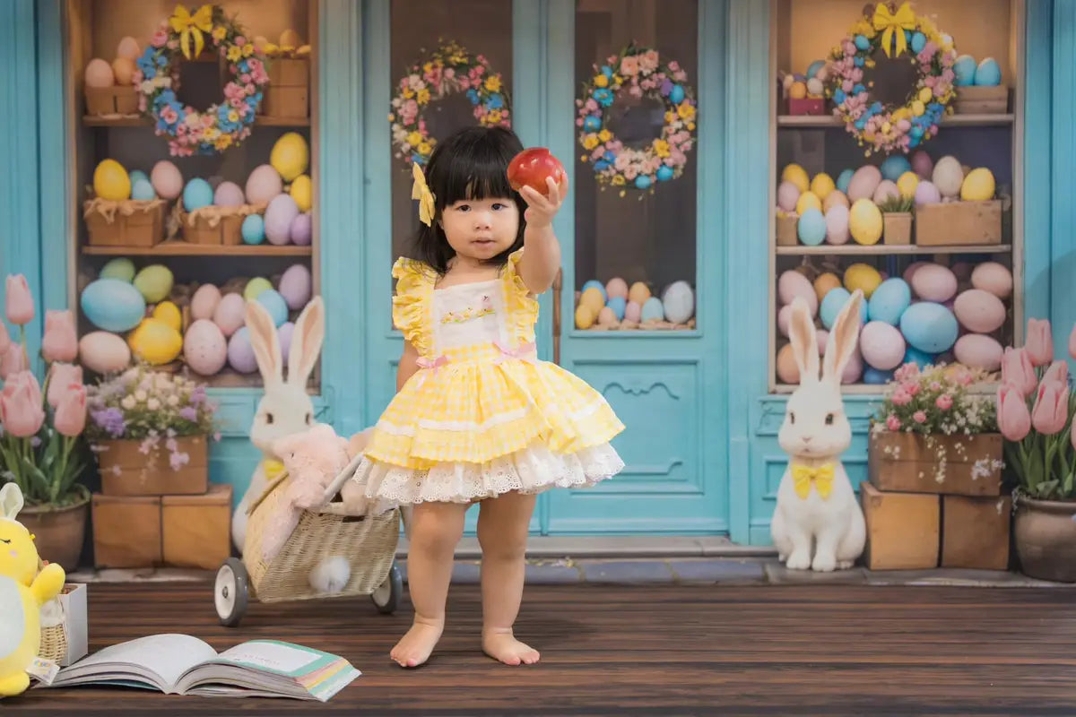 Kate Easter Pastal Eggs Bunnuy Floral Wreath Shop Backdrop Designed by Emetselch