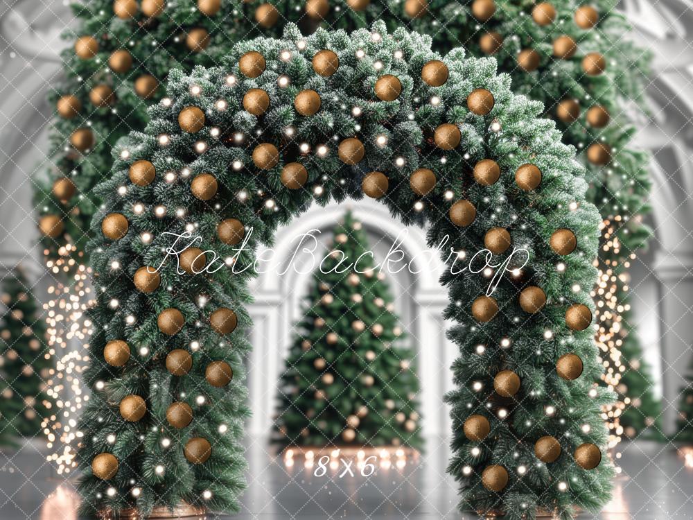 Kate Christmas Green Arch Garland Ornaments Tree Backdrop Designed by Mini MakeBelieve