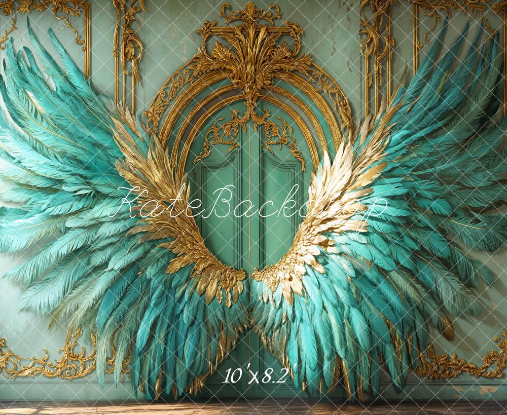 Elegant Vintage Turquoise Feather Wings Foto Achtergrond Designed by Emetselch