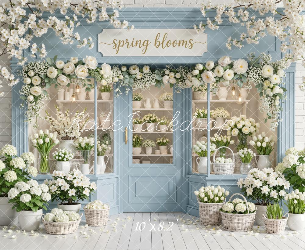 Kate Spring Flower Shop White Blossoms Printed Backdrop Designed by Emetselch