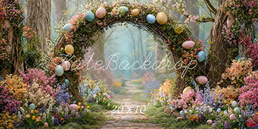 SALE Kate Easter Forest Bunny Flower Arch Pastel Eggs Pathway Backdrop Designed by Emetselch