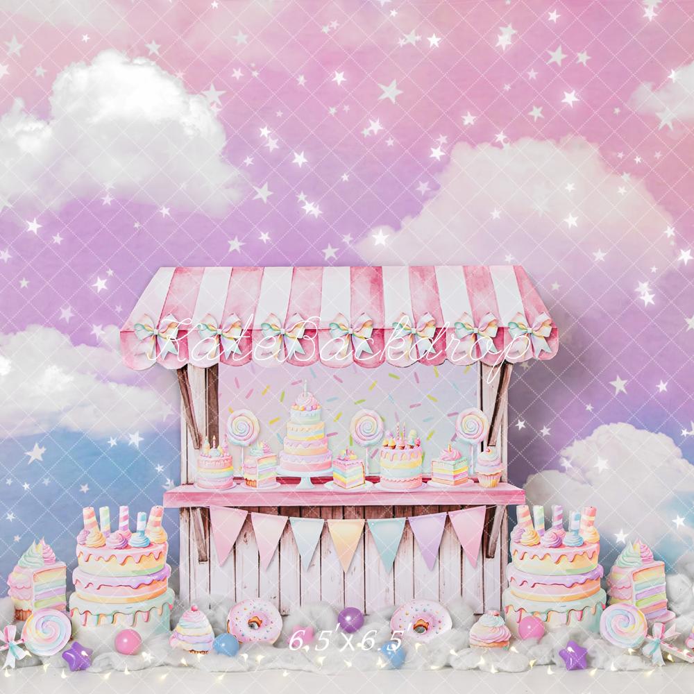 Kate Cake Smash Candyland Pastel Sweets Stand Backdrop Designed by Ashley Paul