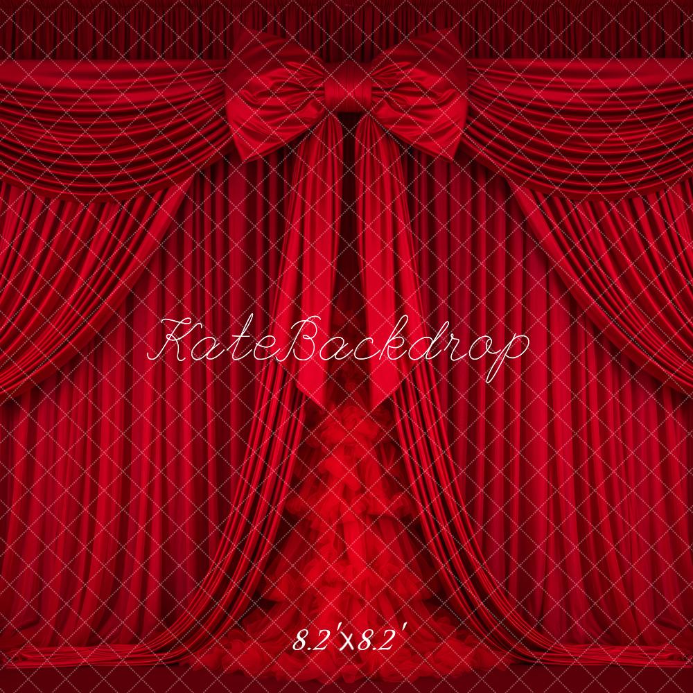 Kate Red Curtain Bow Stage Backdrop Designed by Patty Roberts