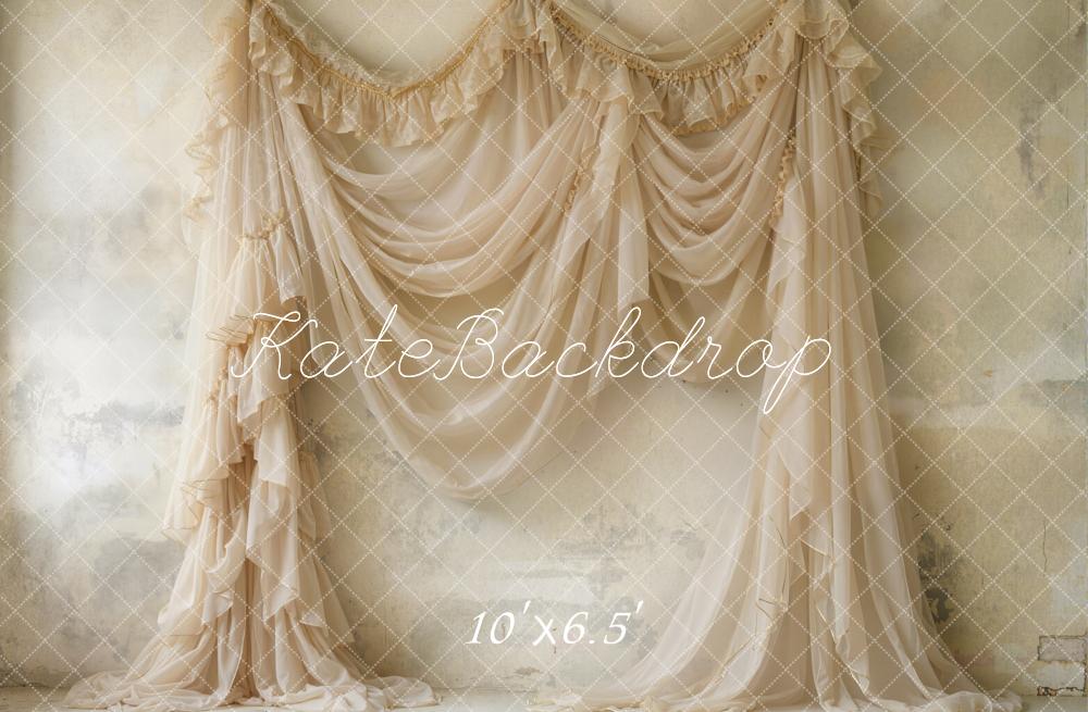 Kate Mother's Day Beige Draped Fabric Vintage Wall Printed Backdrop Designed by Emetselch