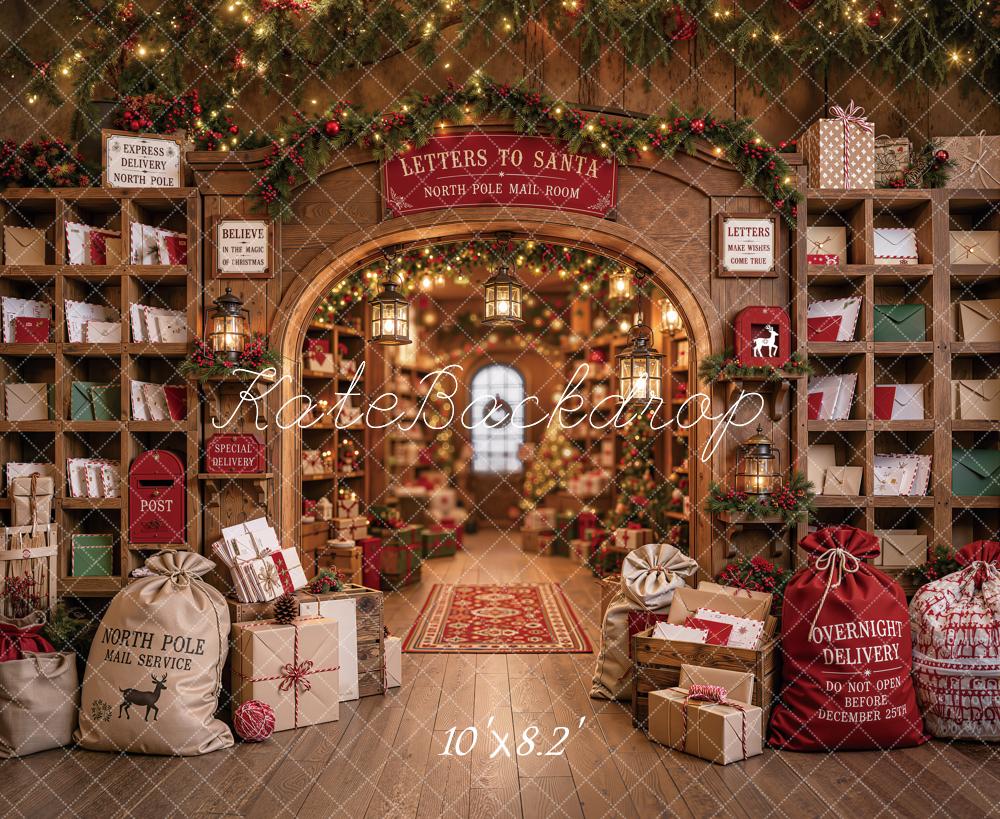 Kate Christmas Mail Room Letters to Santa Workshop Printed Backdrop Designed by Emetselch