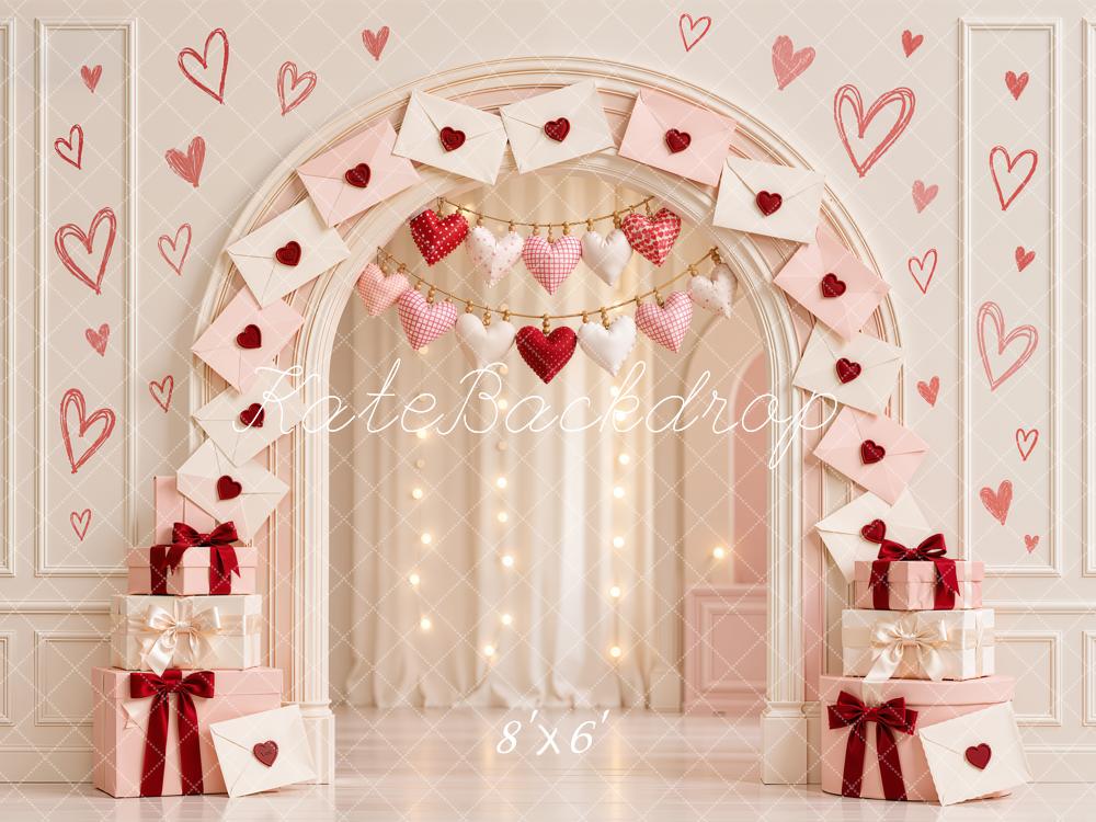 Kate Valentine's Day Heart Envelope Arch Gifts White Printed Backdrop Designed by Emetselch