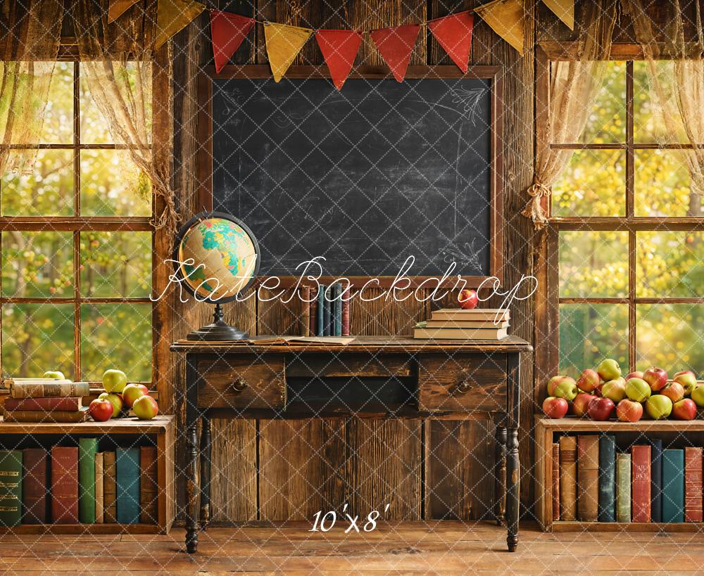 Kate Graduation Classroom Chalkboard Window Bookshelf Backdrop Designed by Emetselch