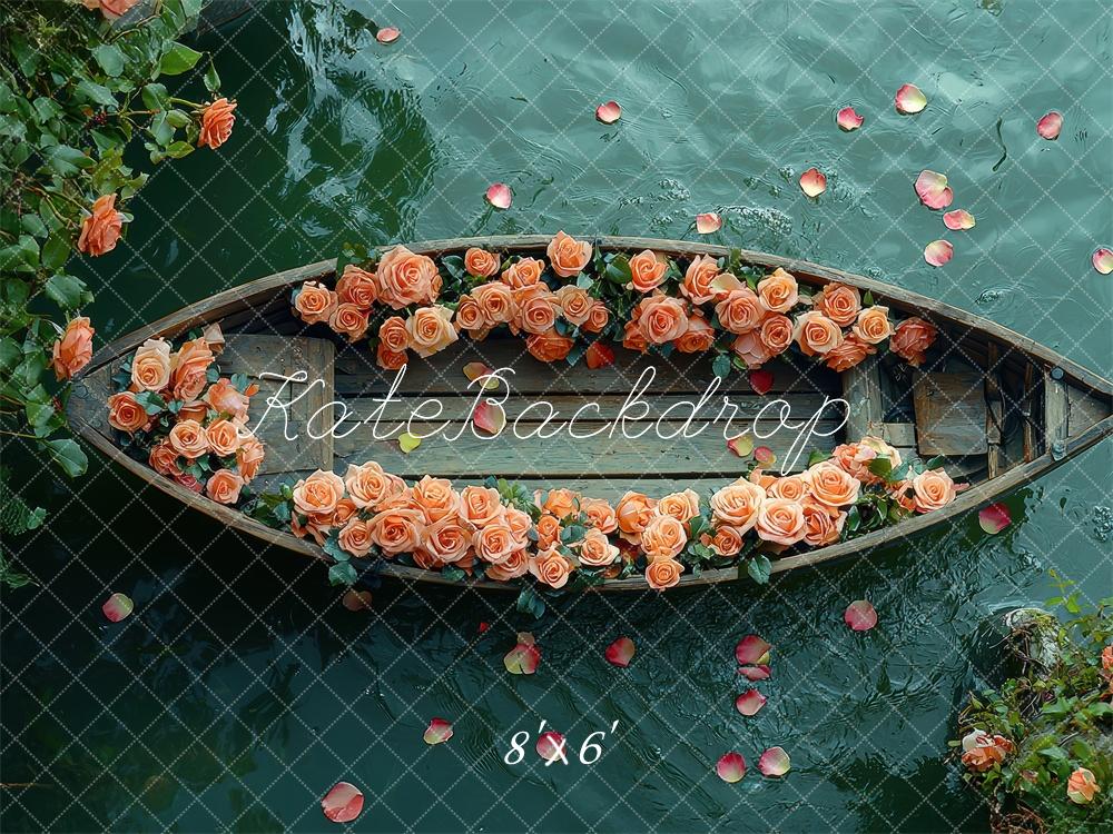 Kate Floral Rose Boat Lake Backdrop Designed by Laura Bybee