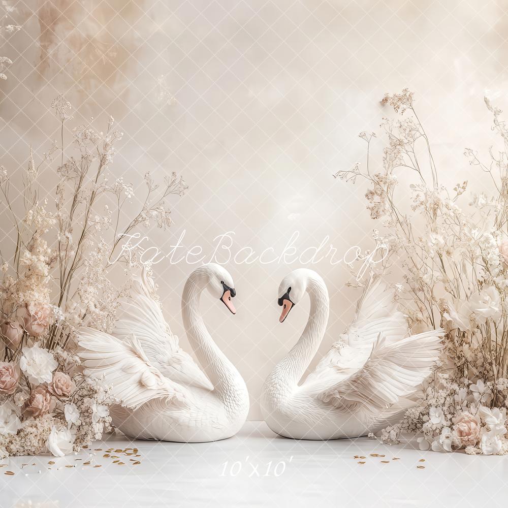 Sfondo Floreale Elegante e Romantico con Cigno Designed by Ashley Paul