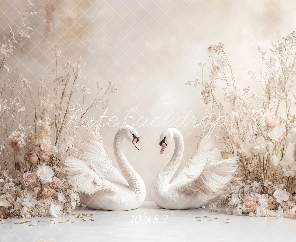 Sfondo Floreale Elegante e Romantico con Cigno Designed by Ashley Paul