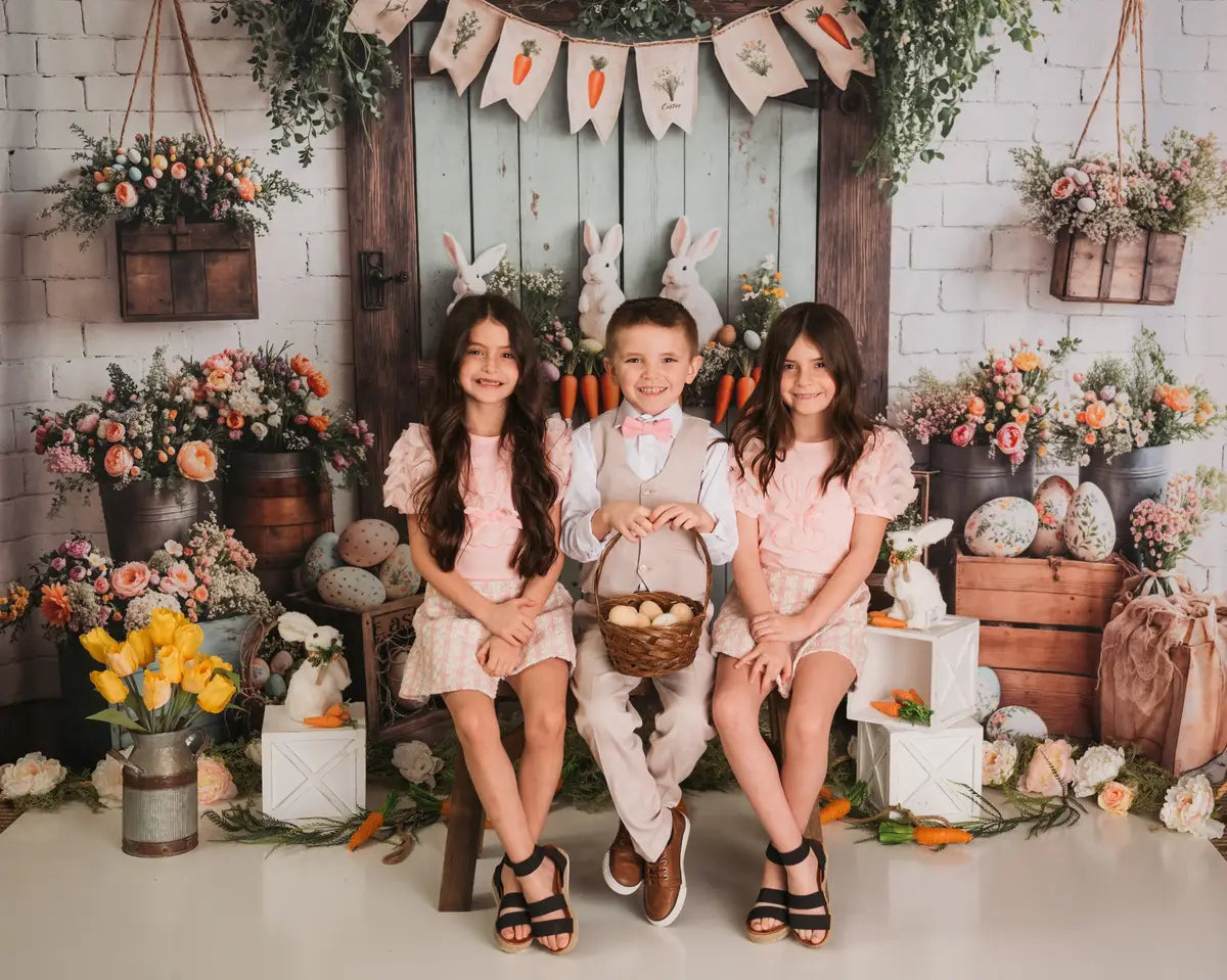 Easter Bunny Carrots Puerta Fondo de Madera Designed by Emetselch