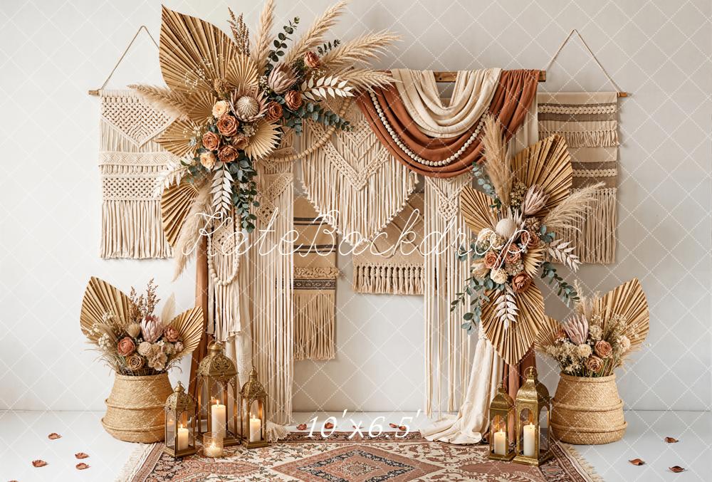 Kate Mother's Day Boho Macrame Dried Palm Floral Arrangement Backdrop Designed by Emetselch